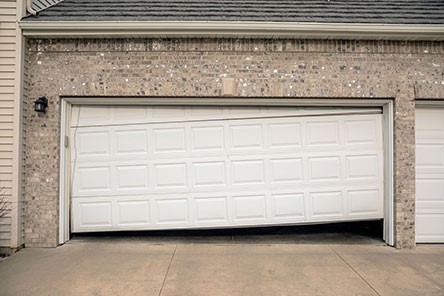 Garage door off the tracks